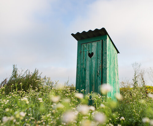 Toilettenhäuschen im Gras